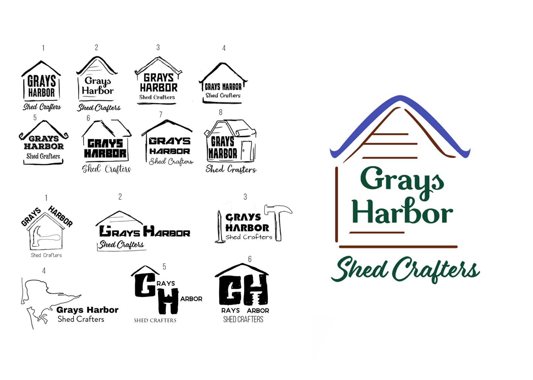 grays harbor shed crafters branding design image